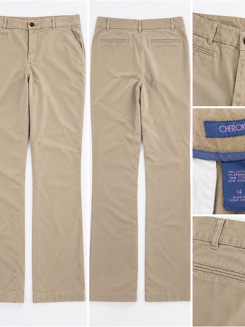 Cherokee Women’s Khaki Straight Leg Trousers - Beige